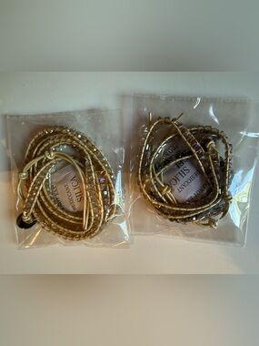Victoria Emerson Metallic Gold Multi-Strand Wrap Bracelet Set